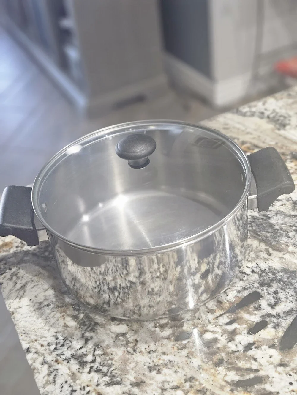Farberware Stainless Steel Stockpot with Black Handles and Lid Knob